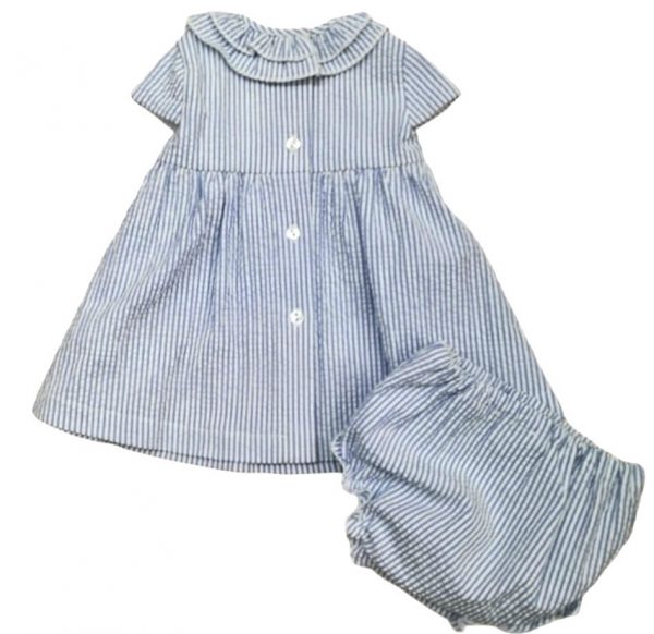 Vestido bebé verano con culotte azul y blanco Chicco